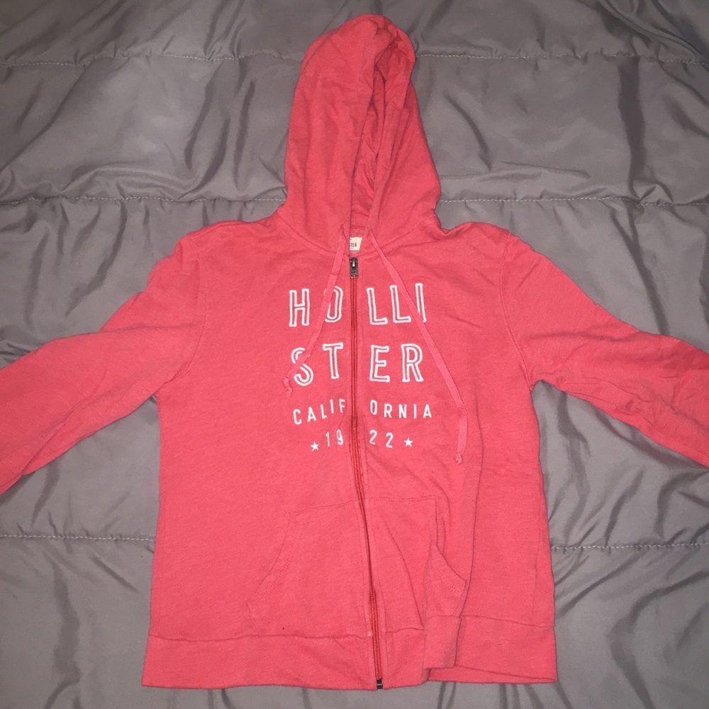 Pink zip up hollister jacket